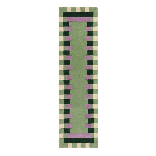 KAI WOOL BORDER GREEN/ PURPLE 60x230cm Runner