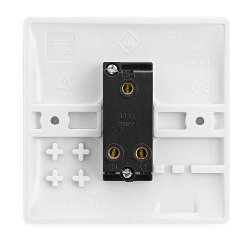 1 Gang 2 Way Switch Plate - White
