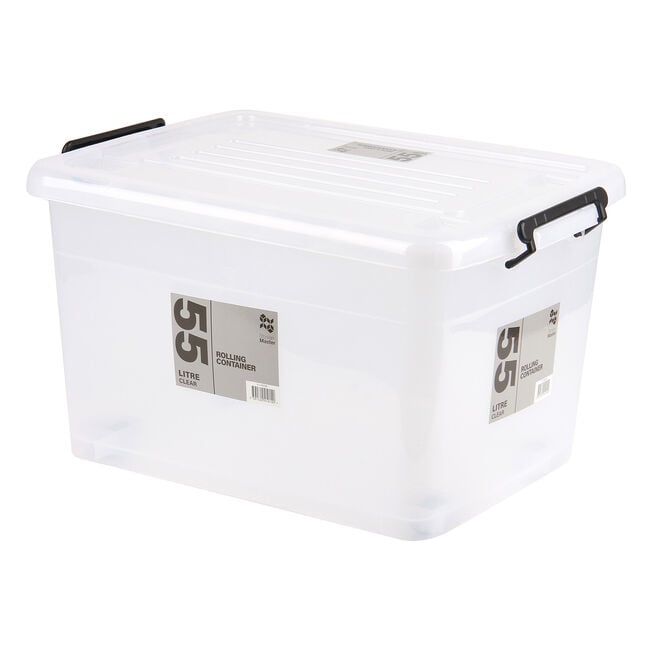 55L Rolling Storage Box Clear