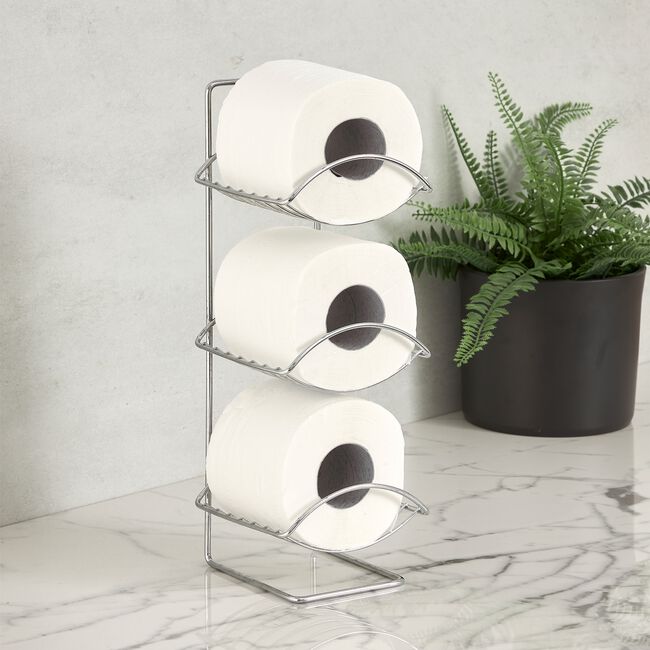 Oceana 3 Tier Toilet Roll Holder Chrome