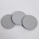 Reversible Round Herringbone Coasters Grey 4 Pk