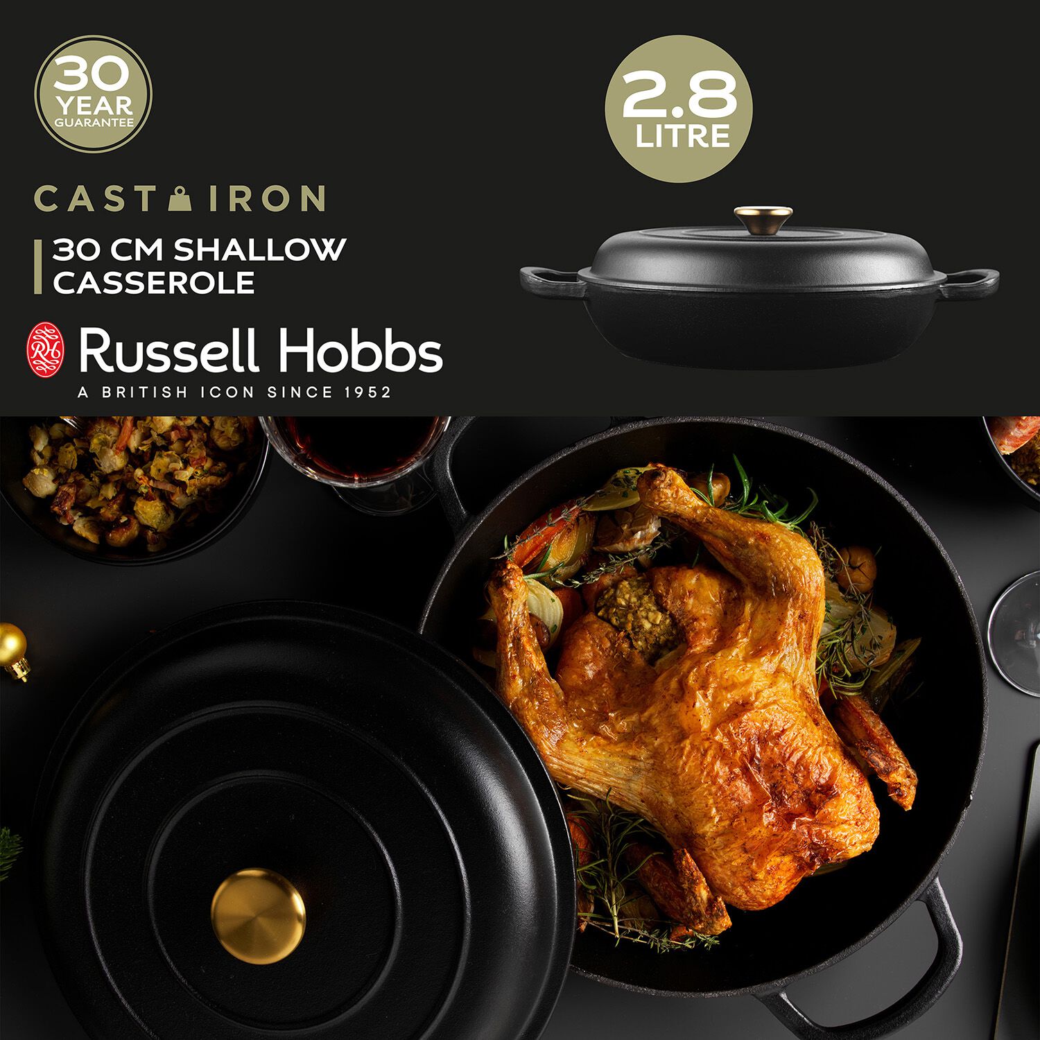Russell Hobbs Black Cast Iron Casserole Dish Home Store + More