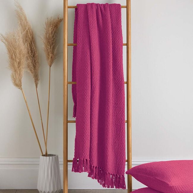DRIFT HOME HAYDEN 100% RECYCLED COTTON PINK 130x180cm Throw