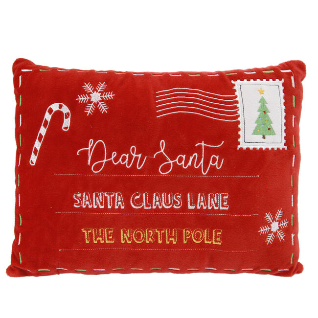 Dear Santa Cushion 40cm x 30cm - Red