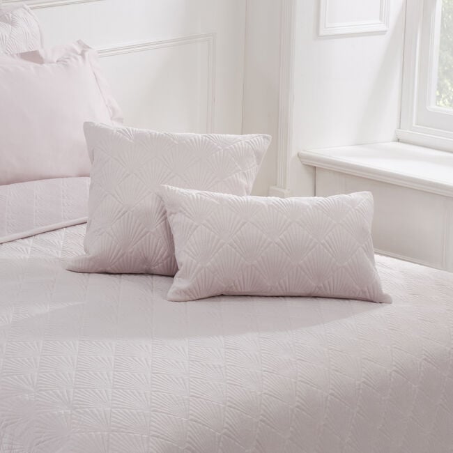 Quilted Hotel Velvet Cushion 30cm x 50cm - Blush