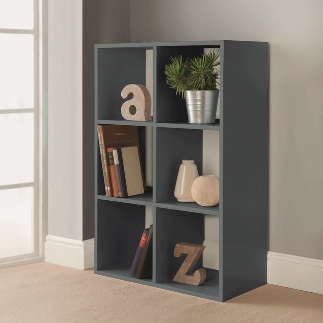 Rubix Shelf Organiser 6 Cube - Grey