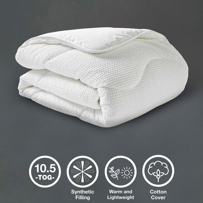 COVERLESS WAFFLE WHITE SINGLE 10.5TOG Duvet