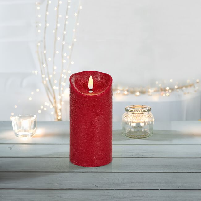 Flickabright LED 18x9cm Pillar Candle Red