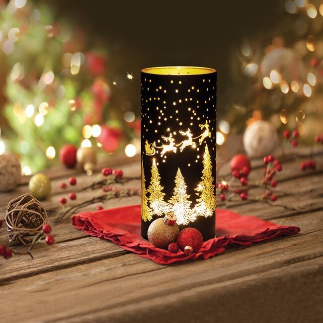 Cashel Living LED Santa Black Large Cylinder