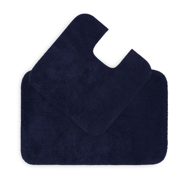 2 Piece Cotton Plain Dye Navy Bathroom Set