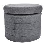 BOUCLE GREY FOLDING STORAGE Ottoman with Table