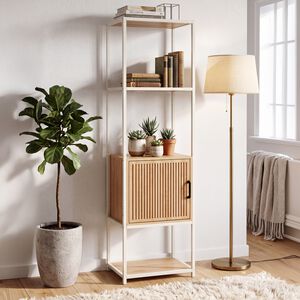Four Layer Cabinet with Cream Metal Frame