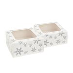 Silver Snowflake Square 2 Treat Boxes with Window