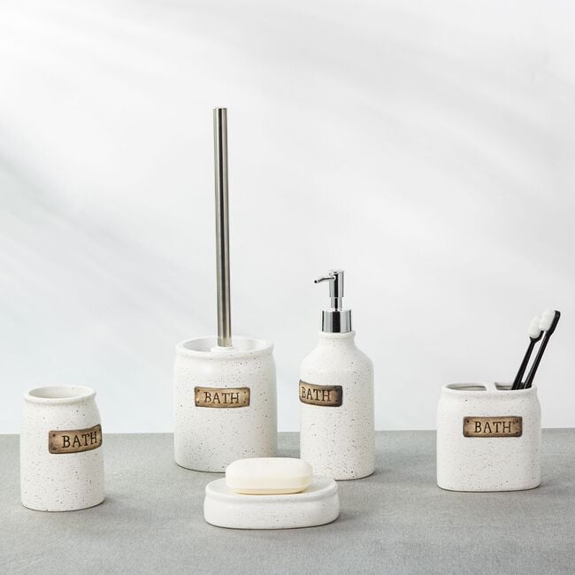Rustic Ceramic Toilet Brush Holder - White