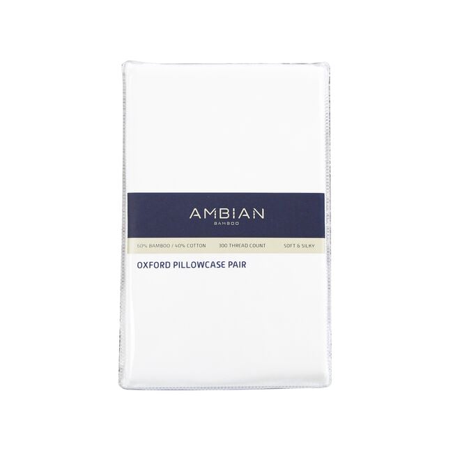300TC Bamboo/Cotton Oxford Pillowcase Pair - White