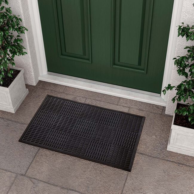 Carved Square Rubber Pin Door Mat