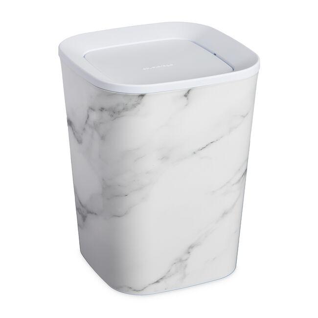 5L EZY STORAGE WHITE MARBLE SWING LID Bin