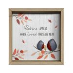 Robin Wooden Framed Square Plaque