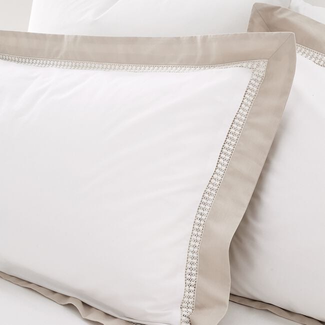 BIANCA SUPER KING DUVET Oxford Lace Trim Natural