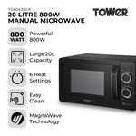 Tower 800W Black 20L Manual Microwave