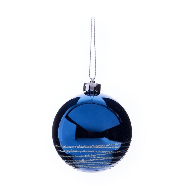 6 Pack Blue Luxury Christmas Bauble Set 