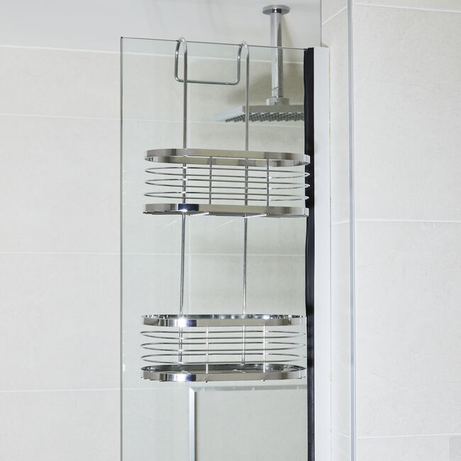 CAUSEWAY BAY TWO TIER OVAL Chrome Hanging Shower Caddy