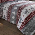 Fairisle Deer Bedspread 200cm x 220cm - Red/White