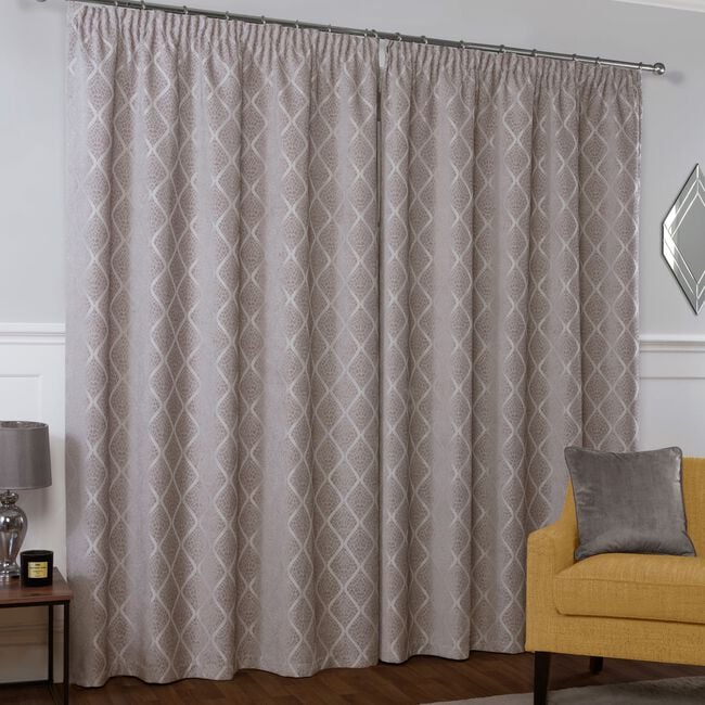 PENCIL PLEAT PEARL DOVE GREY 66x54 Curtain
