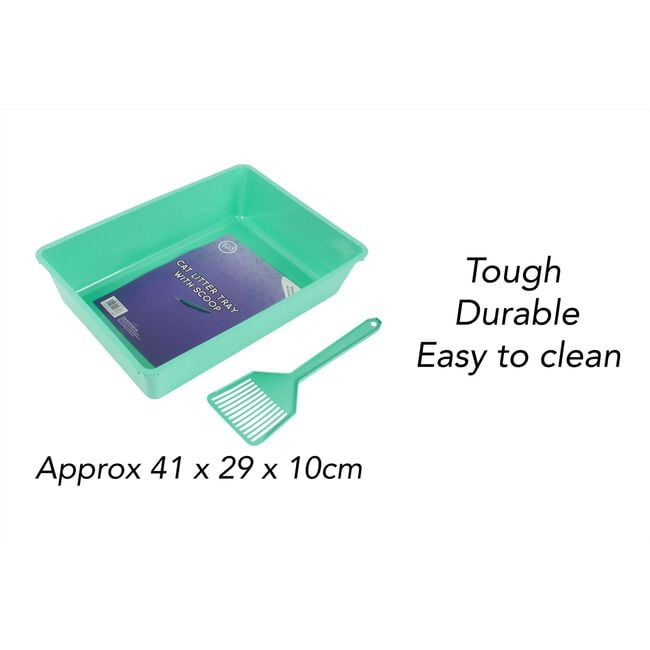 Cat Litter Tray With Scoop 41 x 29 x 10cm