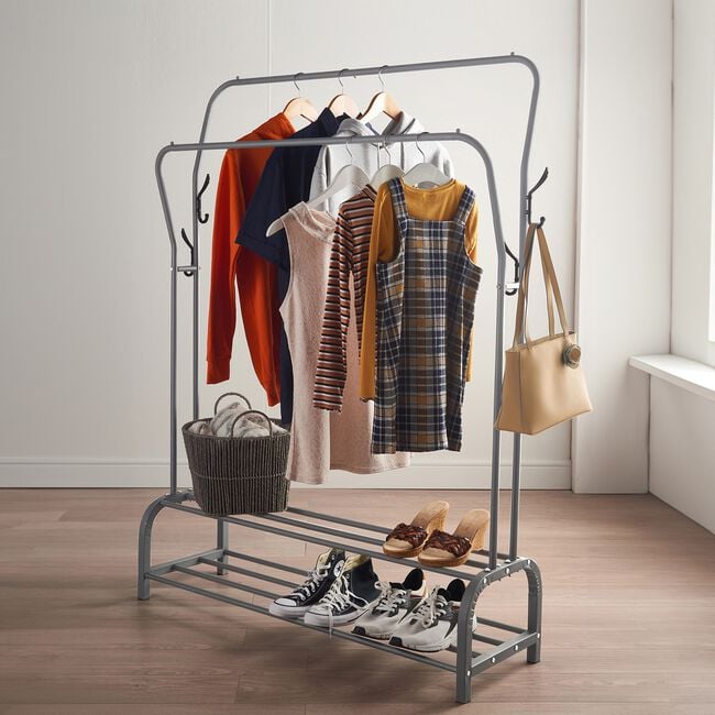 OurHouse Mega Double Clothes Rail With Hooks