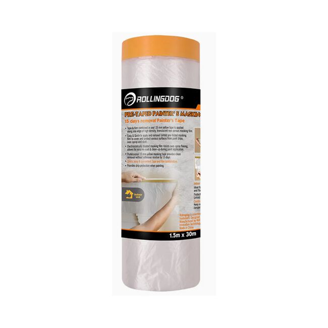 Rolling Dog Pre-Taped Painters Drop Cloths 1.5x30m