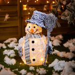 Light Up Snowman with Broom - 50cm
