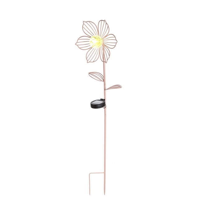 1M Solar Metal Flower Garden Stake - Pink