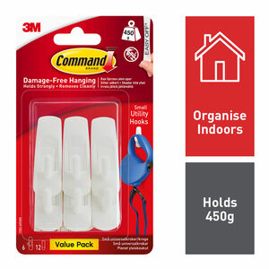 Command Strips 12 Small Strips & 6 Hooks