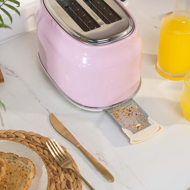 SALTER RETRO PINK CURVED BODY 2 Slice Toaster