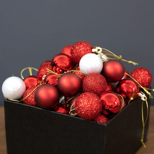 Red Mini Bauble Set - 49 Pack