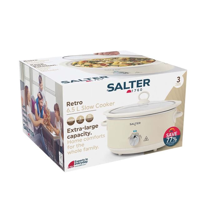 SALTER RETRO CREAM 6.5L Slow Cooker
