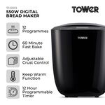 Tower Black Digital 550W 2lb Bread Maker