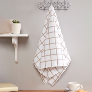 Multi Check Tea Towel - Mocha