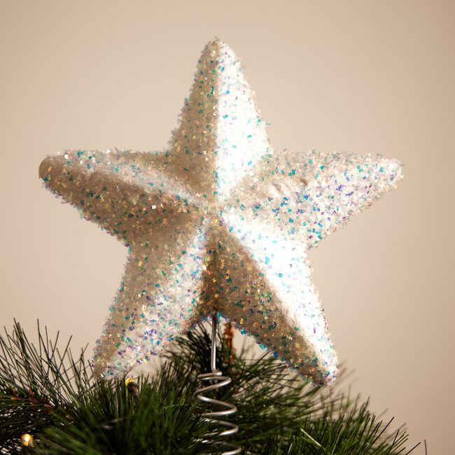 White Glitter 25cm Tree Topper