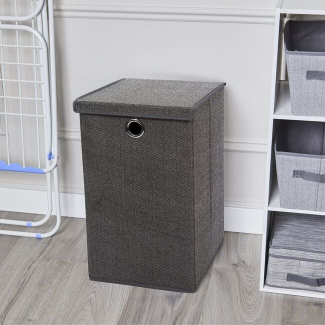 Tweed Dark Grey Foldable Laundry Hamper