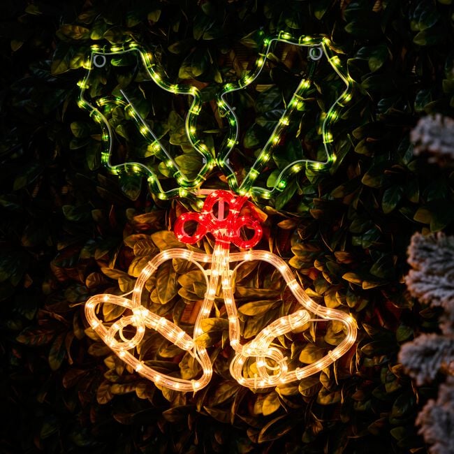 Bells & Holly Rope Light Silhouette