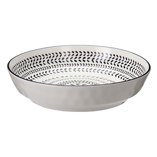 Siaki Cream & Black Printed Pasta Bowl
