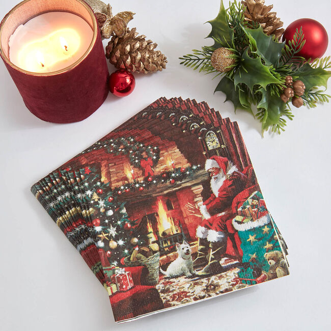 Fireside Santa Napkins 20 Pack