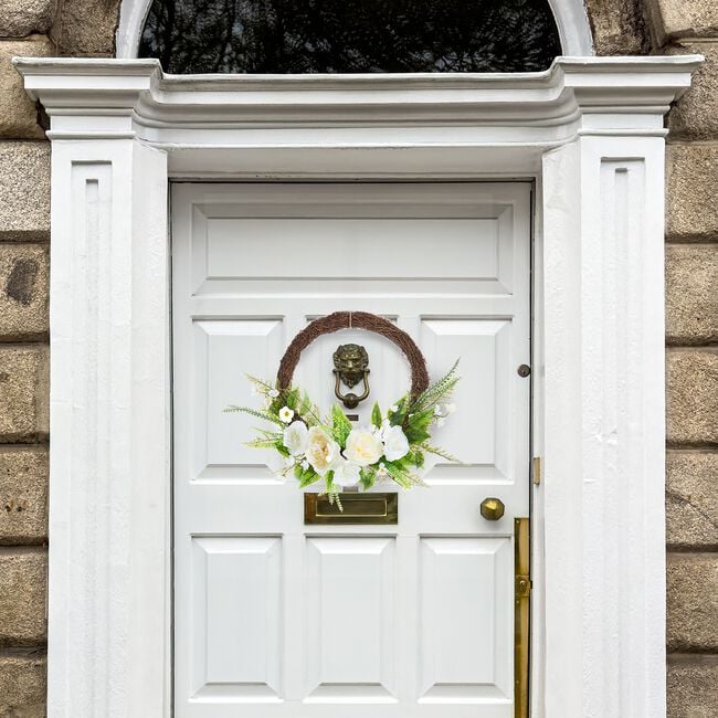 White Floral Wicker Wreath