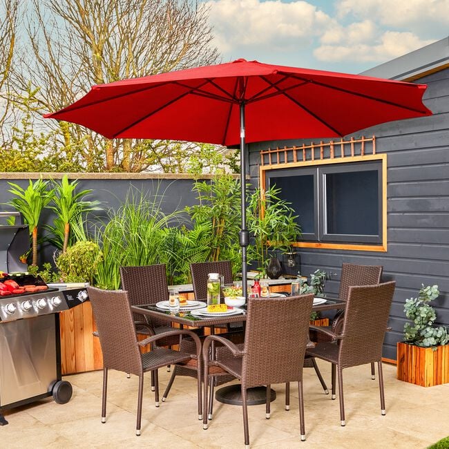 3M CRANK & TILT Sun Parasol - Red