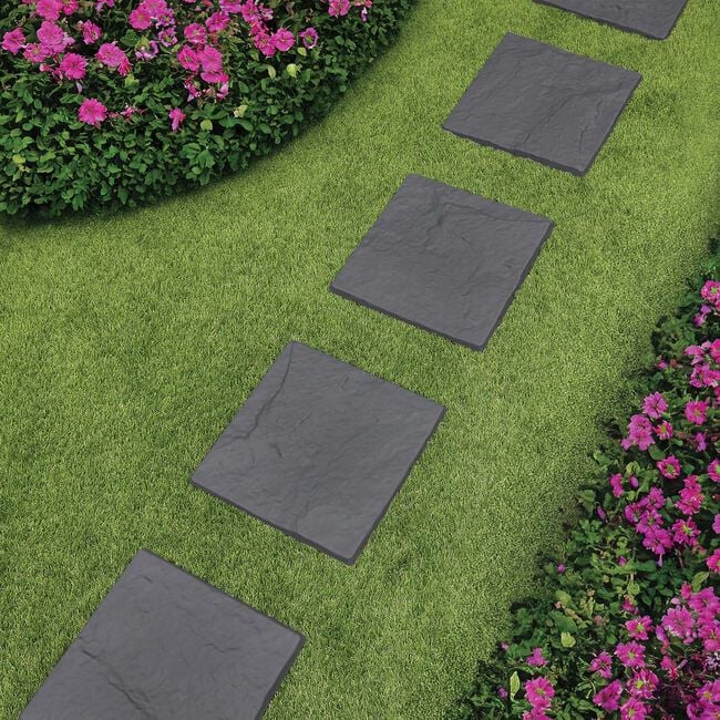 Set of 4 Concrete Effect Garden Stepping Tiles