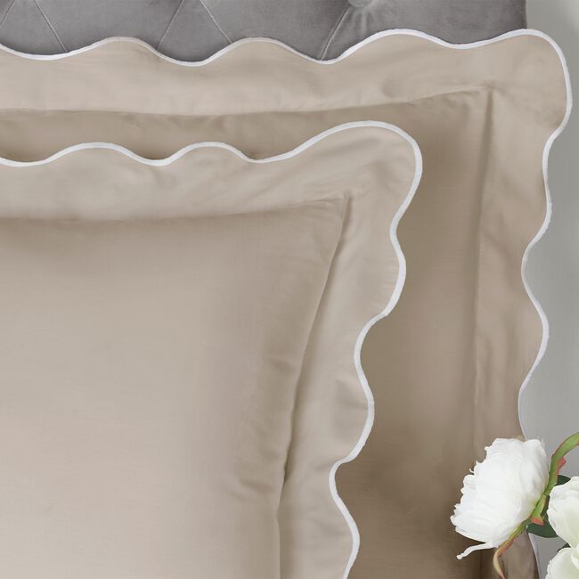 DOUBLE DUVET COVER Appletree Scallop Edge Natural
