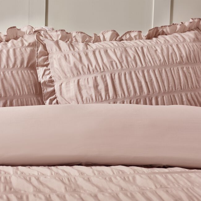CATHERINE LANSFIELD SINGLE DUVET COVER Seersucker Frill Pink