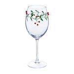 Jolly Sleigh Holly Leaves & Berries Wine Glass